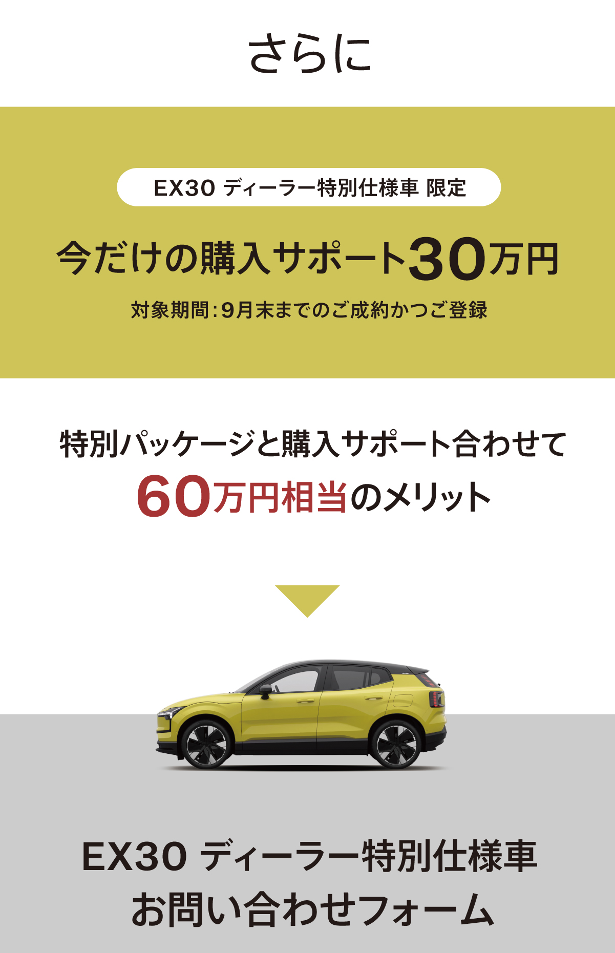 購入サポート＋特別装備で60万円のメリット